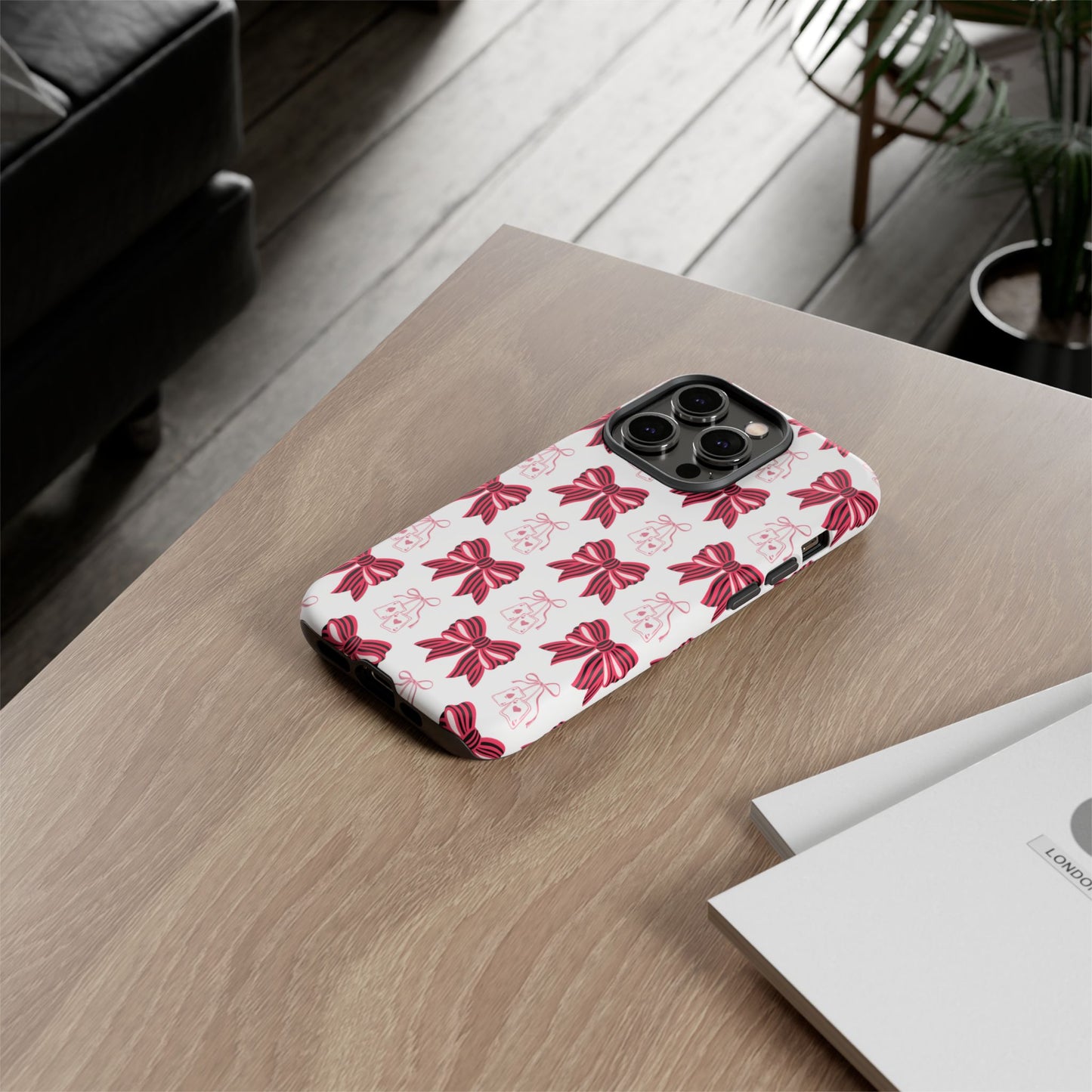 Stylish Phone Case with Elegant Bow Design, Holiday Gift, Phone Cover, Custom Smartphone Case, Fashion Accessory, Cute Gift Idea