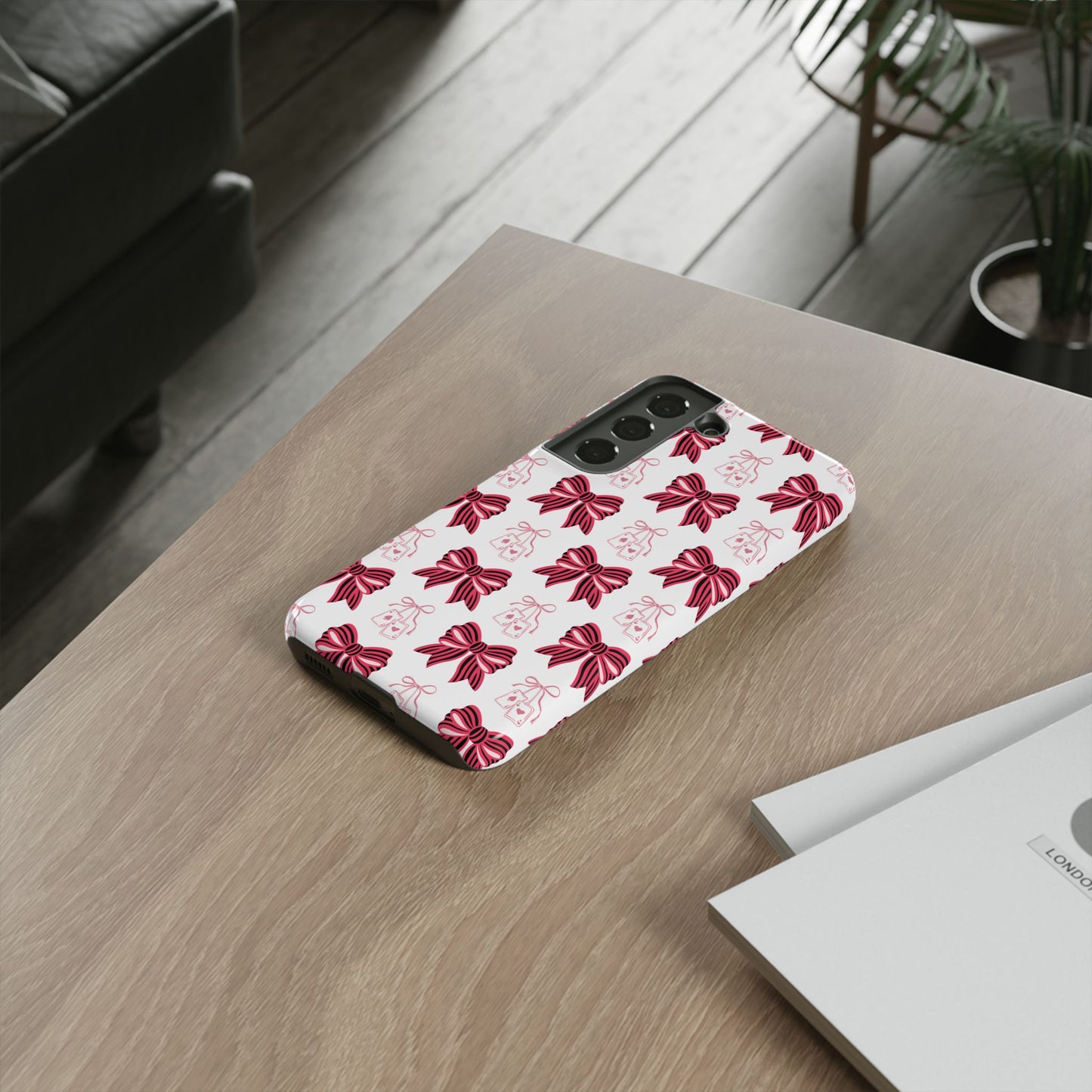 Stylish Phone Case with Elegant Bow Design, Holiday Gift, Phone Cover, Custom Smartphone Case, Fashion Accessory, Cute Gift Idea