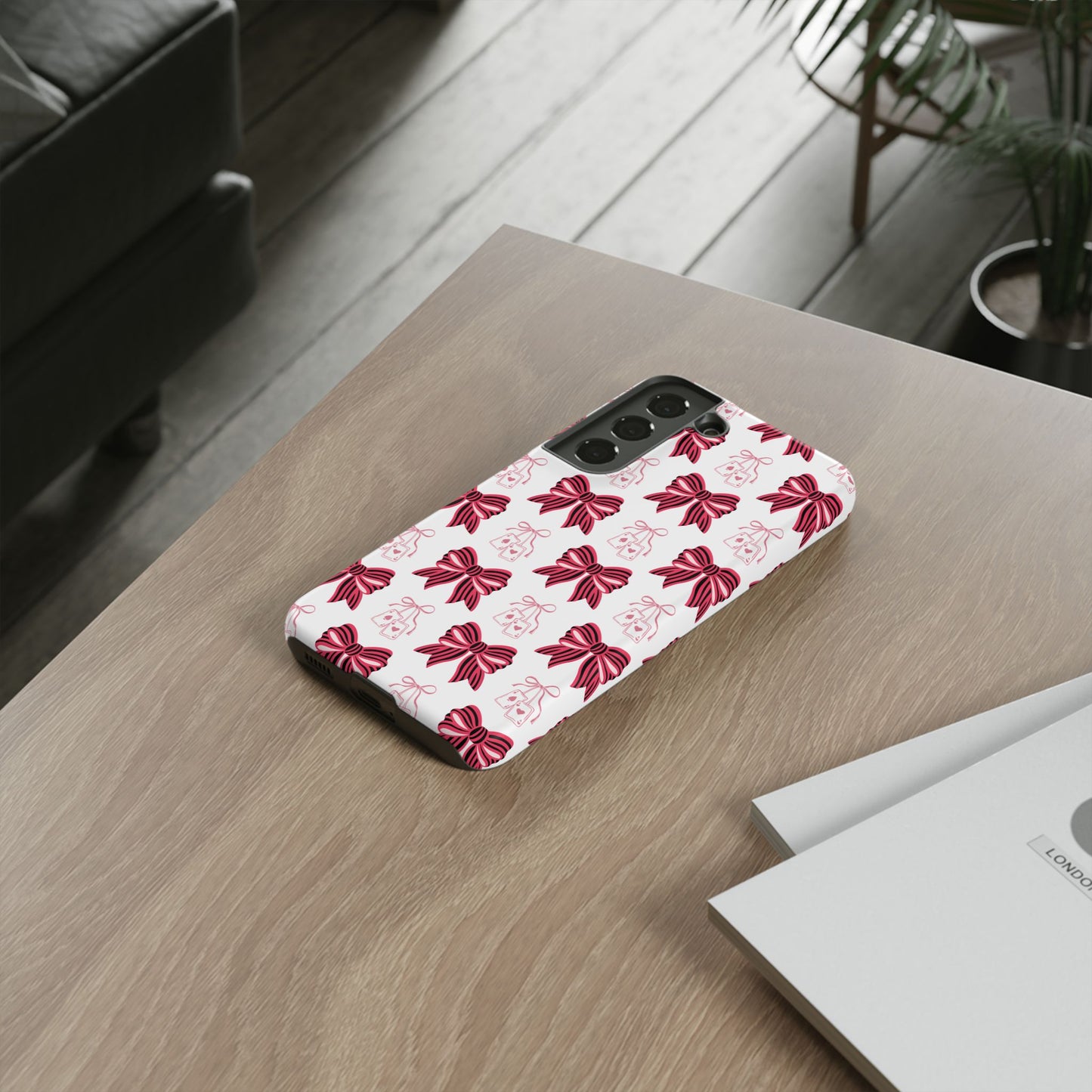 Stylish Phone Case with Elegant Bow Design, Holiday Gift, Phone Cover, Custom Smartphone Case, Fashion Accessory, Cute Gift Idea