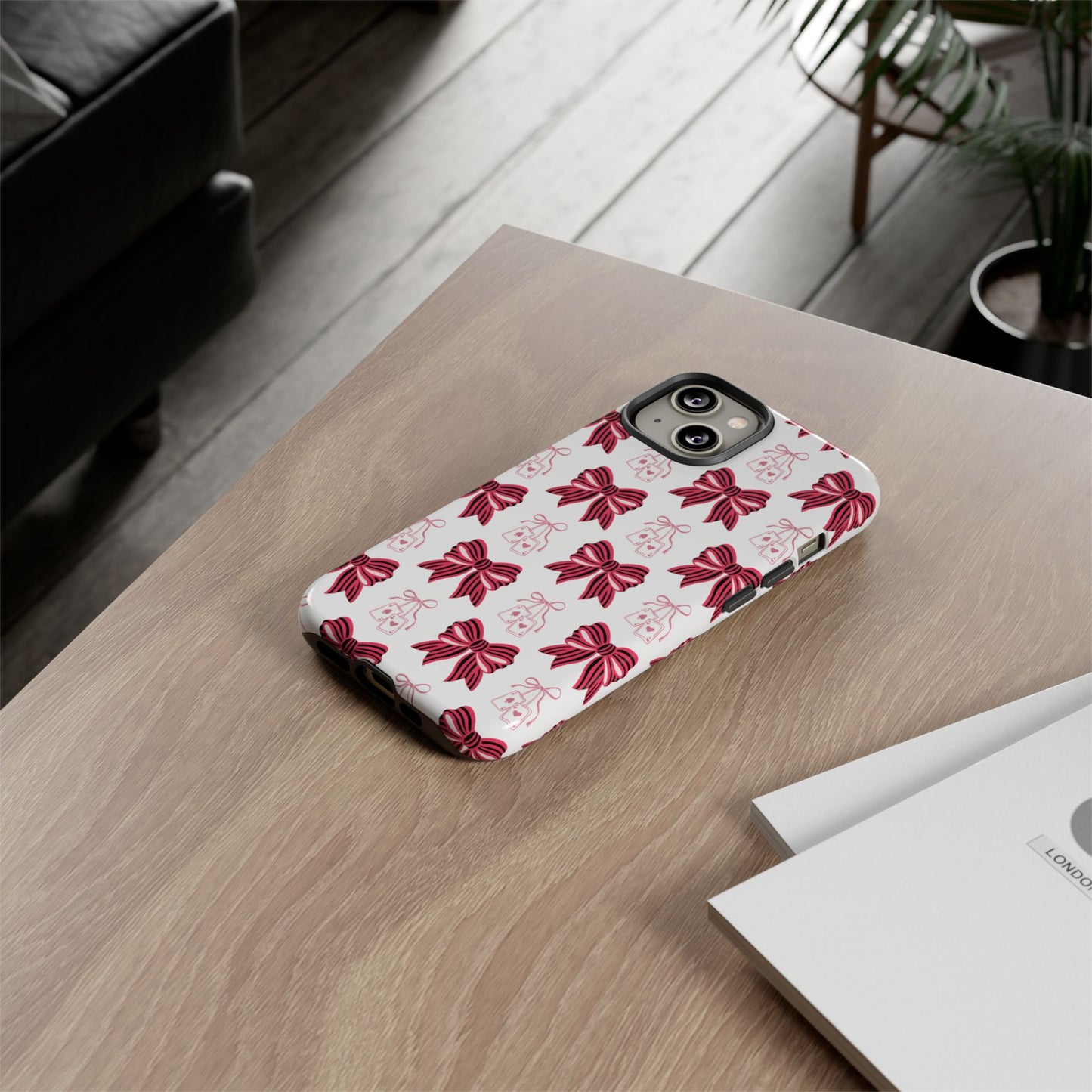 Stylish Phone Case with Elegant Bow Design, Holiday Gift, Phone Cover, Custom Smartphone Case, Fashion Accessory, Cute Gift Idea