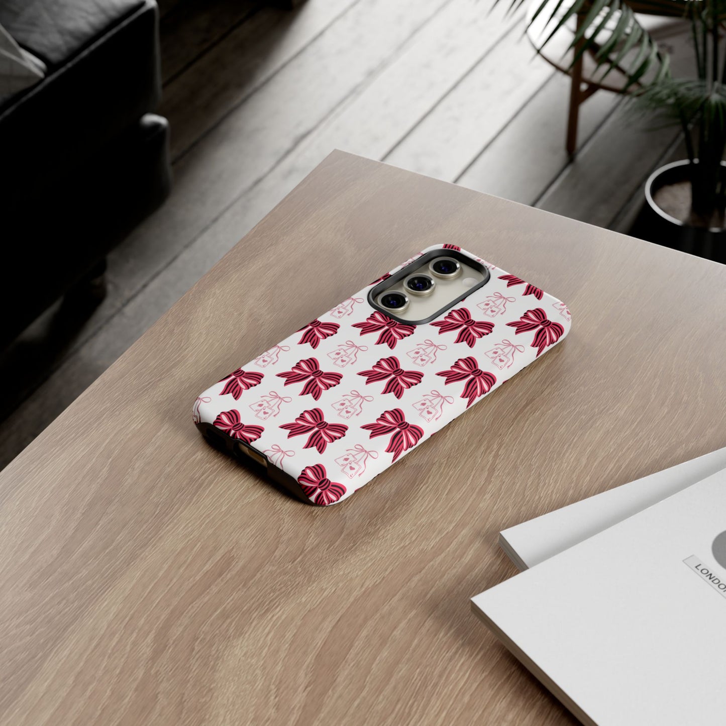 Stylish Phone Case with Elegant Bow Design, Holiday Gift, Phone Cover, Custom Smartphone Case, Fashion Accessory, Cute Gift Idea