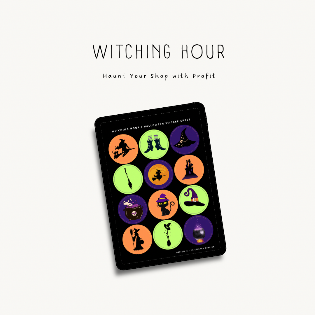 Witching Hour Halloween Sticker Sheet – Commercial License – Digital Use
