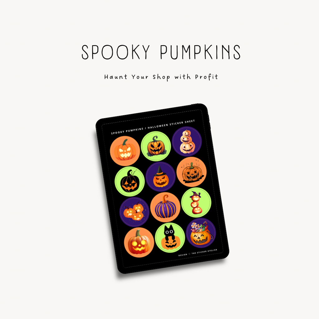 Spooky Pumpkins Halloween Sticker Sheet – Commercial License – Unlimited Physical Printing